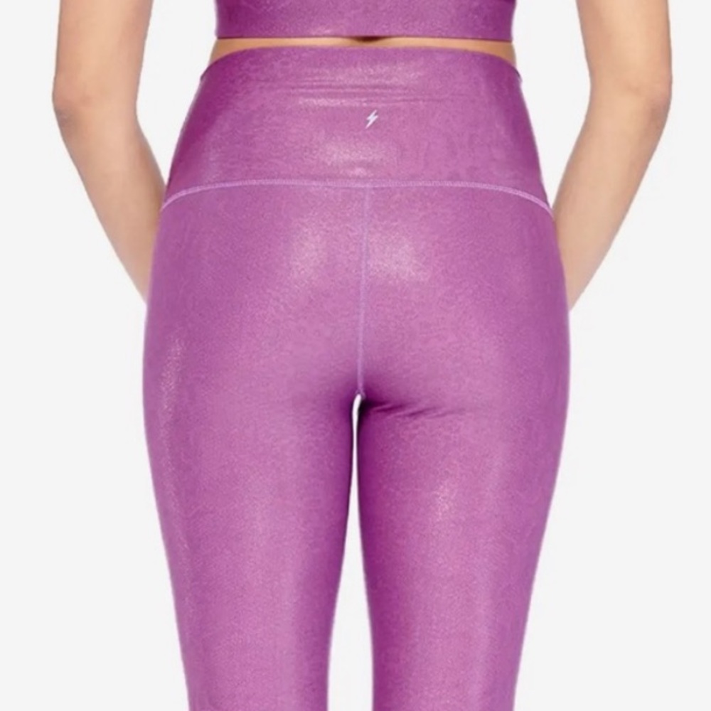 ELECTRIC YOGA Purple Python Embossed Faux Leather Leggings XS - Picture 2 of 15